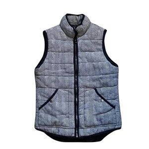Merona Herringbone Black and White Zip Up Winter Puffer Vest Size Medium